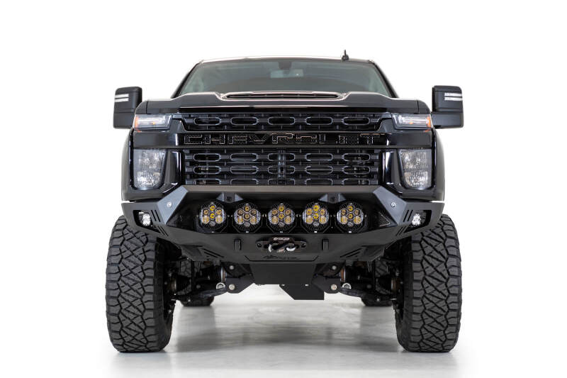 Chevrolet Silverado 2500 Bumper - Front - Addictive Desert Designs - Bomber HD - Hammer Black with Satin Black panels - `20-`27